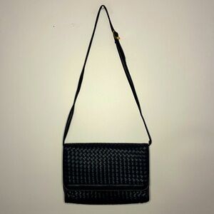 Koschi Navy Blue Weaved leather Adjustable Crossbody  Bag